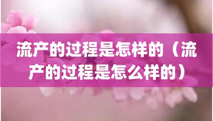 流产的过程是怎样的（流产的过程是怎么样的）