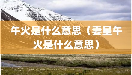 午火是什么意思（妻星午火是什么意思）