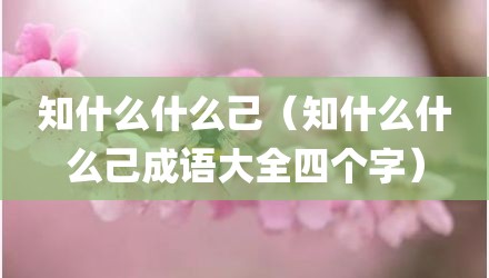知什么什么己（知什么什么己成语大全四个字）