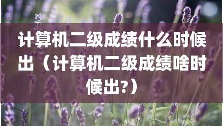 计算机二级成绩什么时候出（计算机二级成绩啥时候出?）
