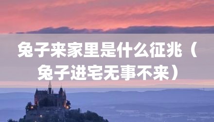 兔子来家里是什么征兆（兔子进宅无事不来）