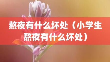 熬夜有什么坏处（小学生熬夜有什么坏处）