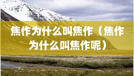 焦作为什么叫焦作（焦作为什么叫焦作呢）