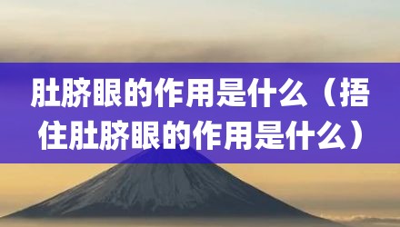 肚脐眼的作用是什么(捂住肚脐眼的作用是什么)