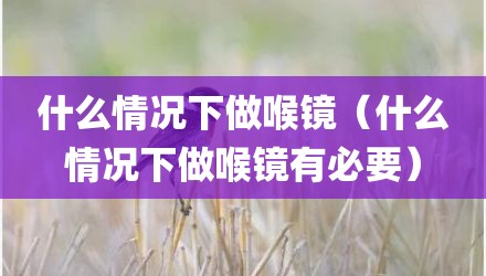 什么情况下做喉镜（什么情况下做喉镜有必要）