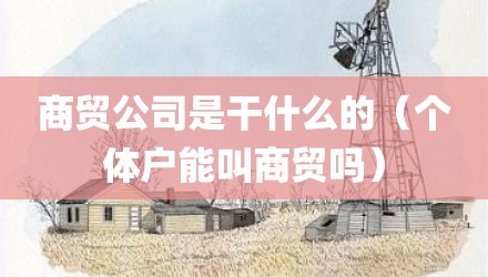 商贸公司是干什么的（个体户能叫商贸吗）