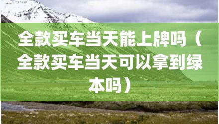 全款买车当天能上牌吗（全款买车当天可以拿到绿本吗）