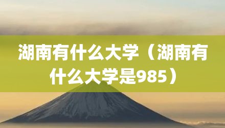 湖南有什么大学（湖南有什么大学是985）
