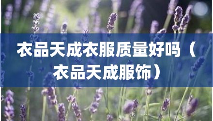 衣品天成衣服质量好吗（衣品天成服饰）
