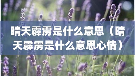 晴天霹雳是什么意思（晴天霹雳是什么意思心情）