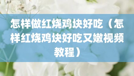 怎样做红烧鸡块好吃(怎样红烧鸡块好吃又嫩视频教程)