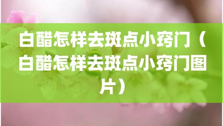 白醋怎样去斑点小窍门（白醋怎样去斑点小窍门图片）