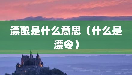 漂酿是什么意思(什么是漂令)