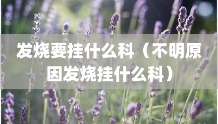 发烧要挂什么科（不明原因发烧挂什么科）