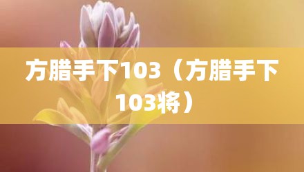 方腊手下103（方腊手下103将）