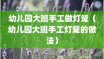 幼儿园大班手工做灯笼（幼儿园大班手工灯笼的做法）