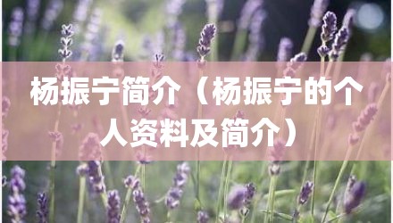 杨振宁简介（杨振宁的个人资料及简介）