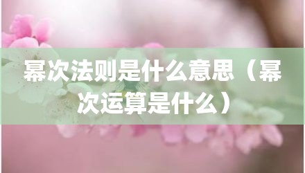 幂次法则是什么意思（幂次运算是什么）