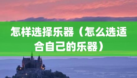 怎样选择乐器（怎么选适合自己的乐器）
