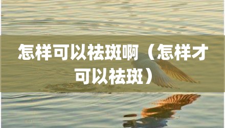 怎样可以祛斑啊（怎样才可以祛斑）