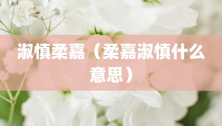 淑慎柔嘉（柔嘉淑慎什么意思）