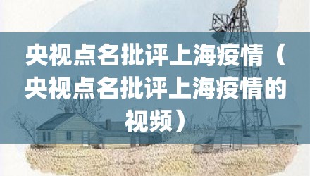 央视点名批评上海疫情（央视点名批评上海疫情的视频）