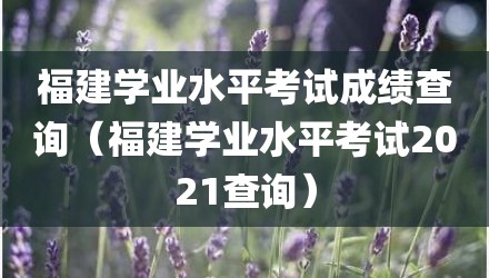 福建学业水平考试成绩查询（福建学业水平考试2021查询）