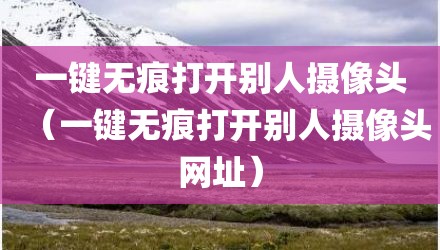 一键无痕打开别人摄像头(一键无痕打开别人摄像头网址)