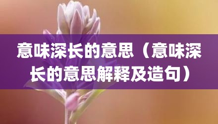 意味深长的意思（意味深长的意思解释及造句）