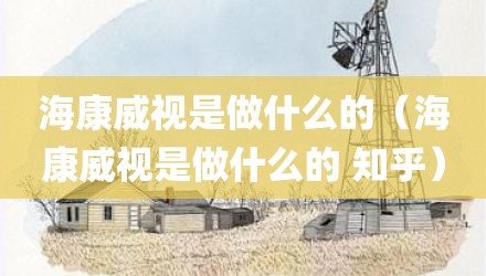 海康威视是做什么的（海康威视是做什么的 知乎）