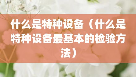 什么是特种设备（什么是特种设备最基本的检验方法）