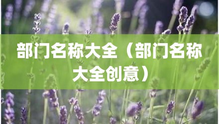 部门名称大全（部门名称大全创意）