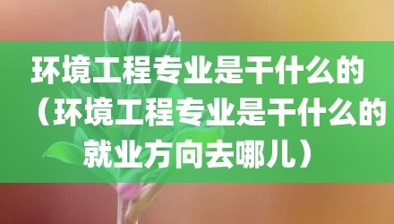 环境工程专业是干什么的（环境工程专业是干什么的就业方向去哪儿）