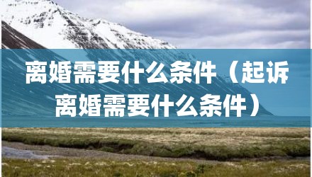 离婚需要什么条件（起诉离婚需要什么条件）