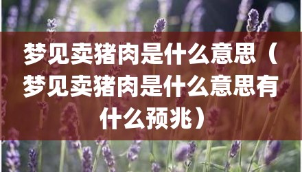 梦见卖猪肉是什么意思（梦见卖猪肉是什么意思有什么预兆）