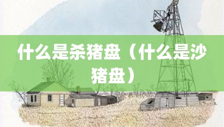 什么是杀猪盘（什么是沙猪盘）