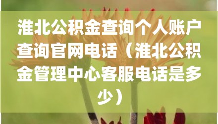 淮北公积金查询个人账户查询官网电话(淮北公积金管理中心客服电话是多少)
