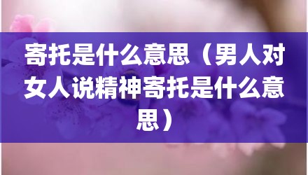 寄托是什么意思（男人对女人说精神寄托是什么意思）