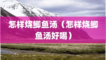 怎样烧鲫鱼汤(怎样烧鲫鱼汤好喝)