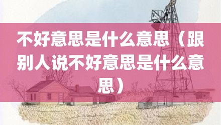 不好意思是什么意思(跟别人说不好意思是什么意思)