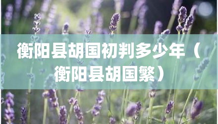 衡阳县胡国初判多少年（衡阳县胡国繁）