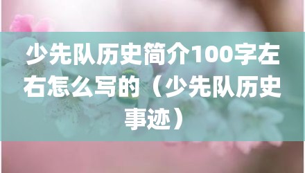少先队历史简介100字左右怎么写的(少先队历史事迹)