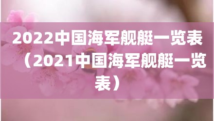 2022中国海军舰艇一览表(2021中国海军舰艇一览表)