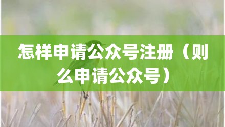 怎样申请公众号注册（则么申请公众号）