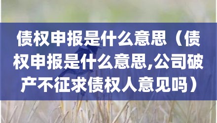 债权申报是什么意思（债权申报是什么意思,公司破产不征求债权人意见吗）