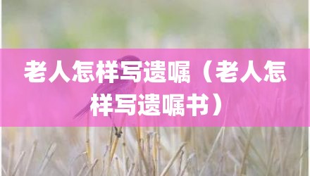 老人怎样写遗嘱(老人怎样写遗嘱书)
