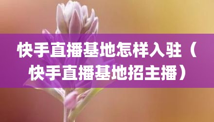 快手直播基地怎样入驻（快手直播基地招主播）