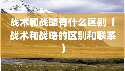 战术和战略有什么区别（战术和战略的区别和联系）
