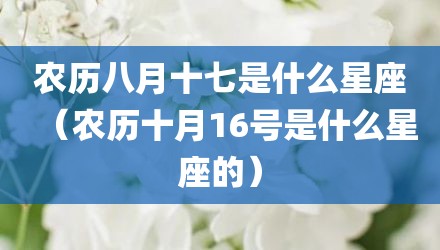 农历八月十七是什么星座（农历十月16号是什么星座的）