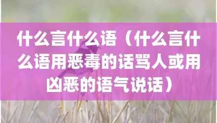 什么言什么语（什么言什么语用恶毒的话骂人或用凶恶的语气说话）